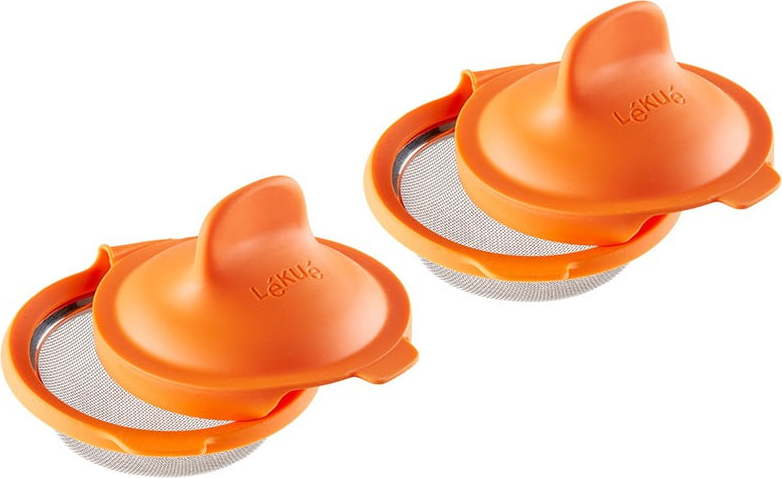 Sada 2 oranžových silikonových formiček na ztracená vejce Lékué Pouched LÉKUÉ