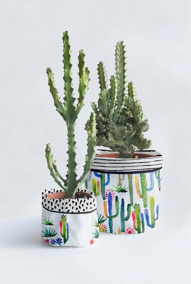 Sada 2 textilních obalů na květináč Surdic Watercolor Cactus Surdic