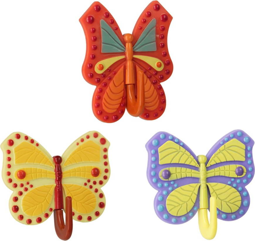 Sada 3 barevných samolepicích háčků Metaltex Butterfly Metaltex