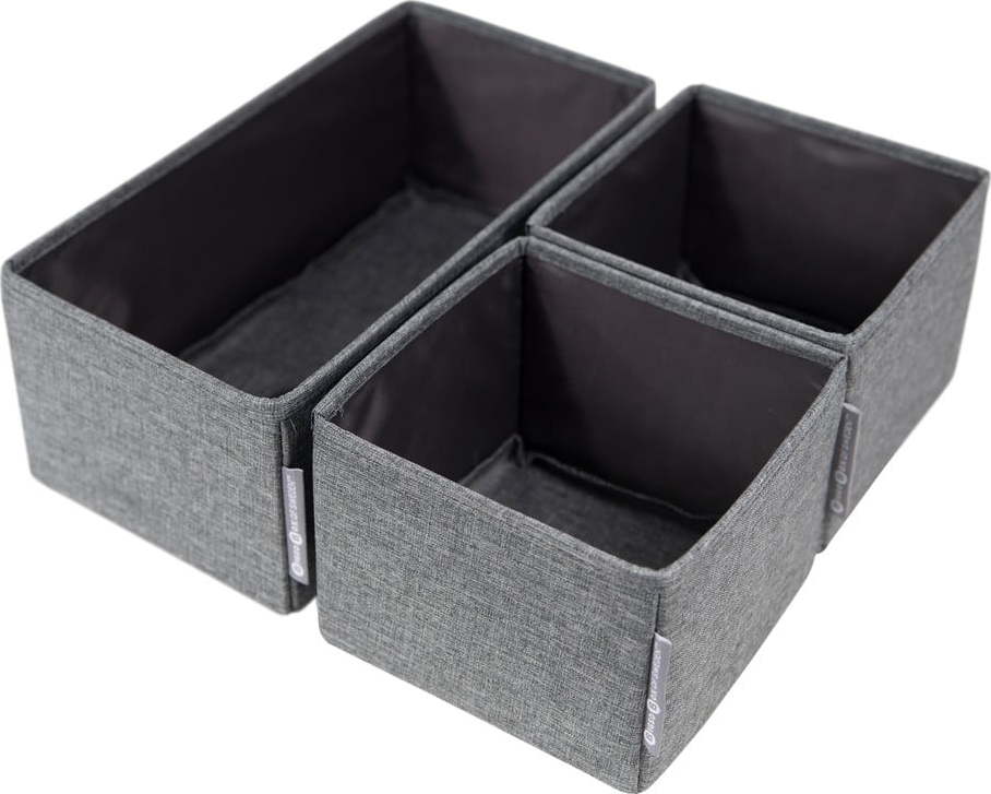 Sada 3 šedých organizérů Bigso Box of Sweden Drawer Bigso Box of Sweden