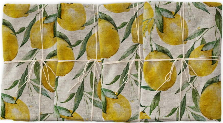 Sada 4 látkových ubrousků s příměsí lnu Really Nice Things Lemons
