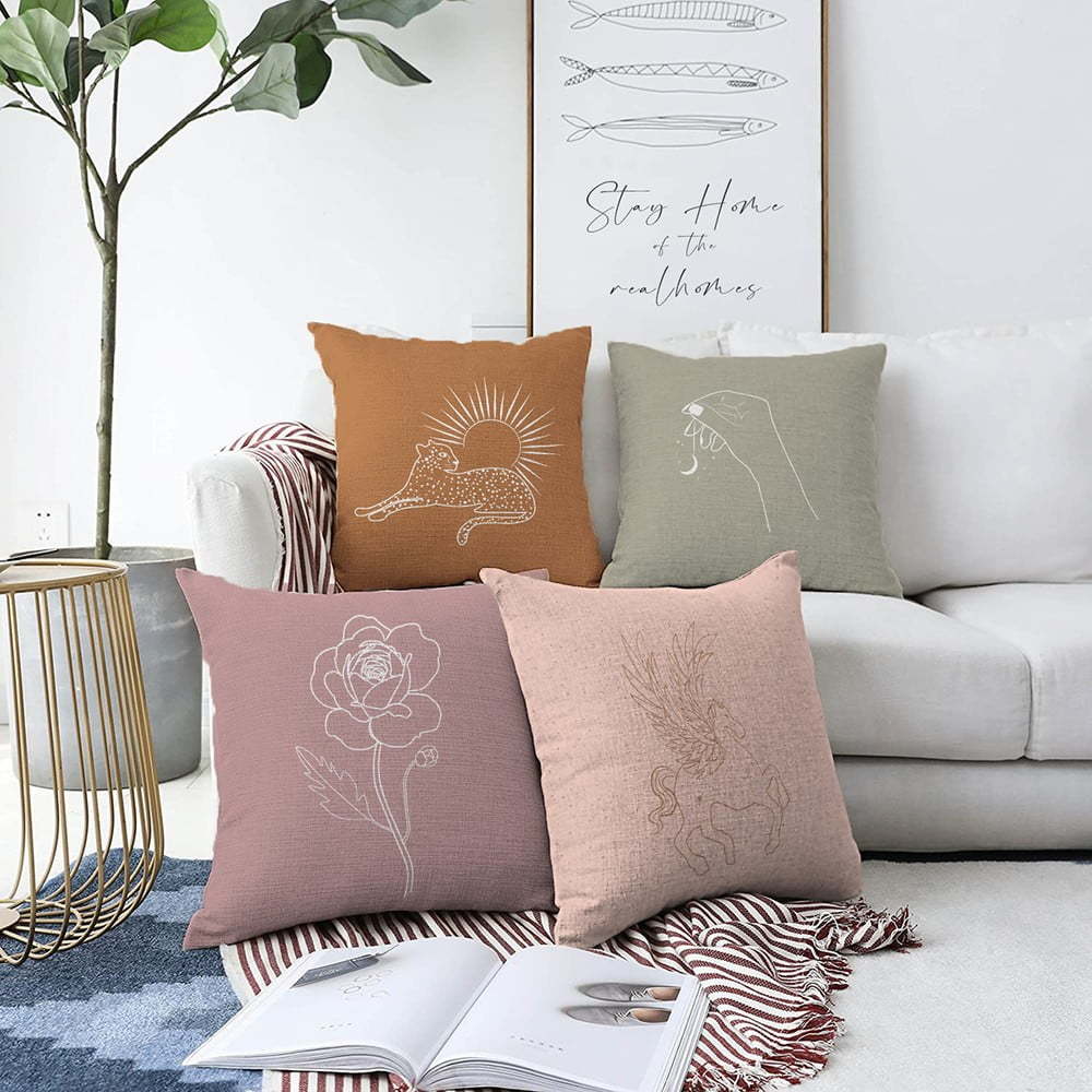 Sada 4 lesklých povlaků na polštáře Minimalist Cushion Covers Unicorn