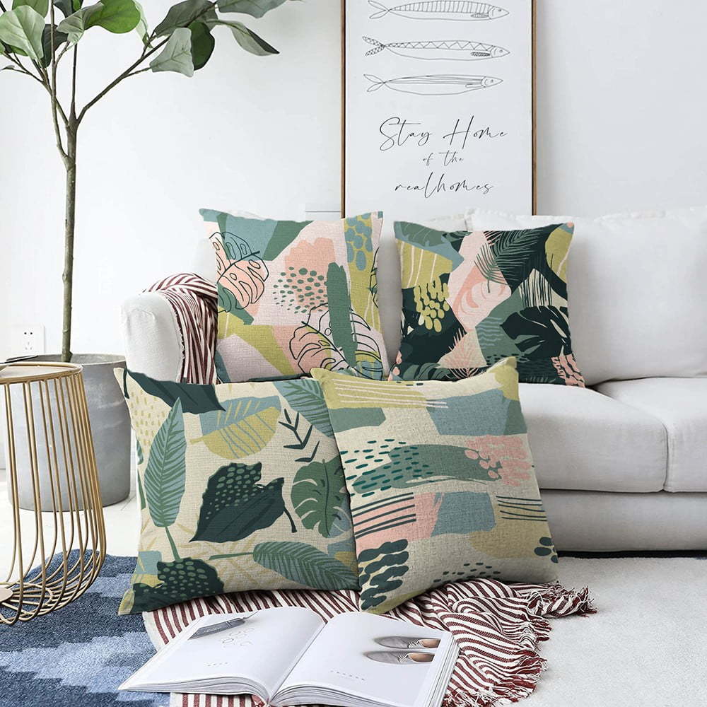 Sada 4 povlaků na polštáře Minimalist Cushion Covers Leaves