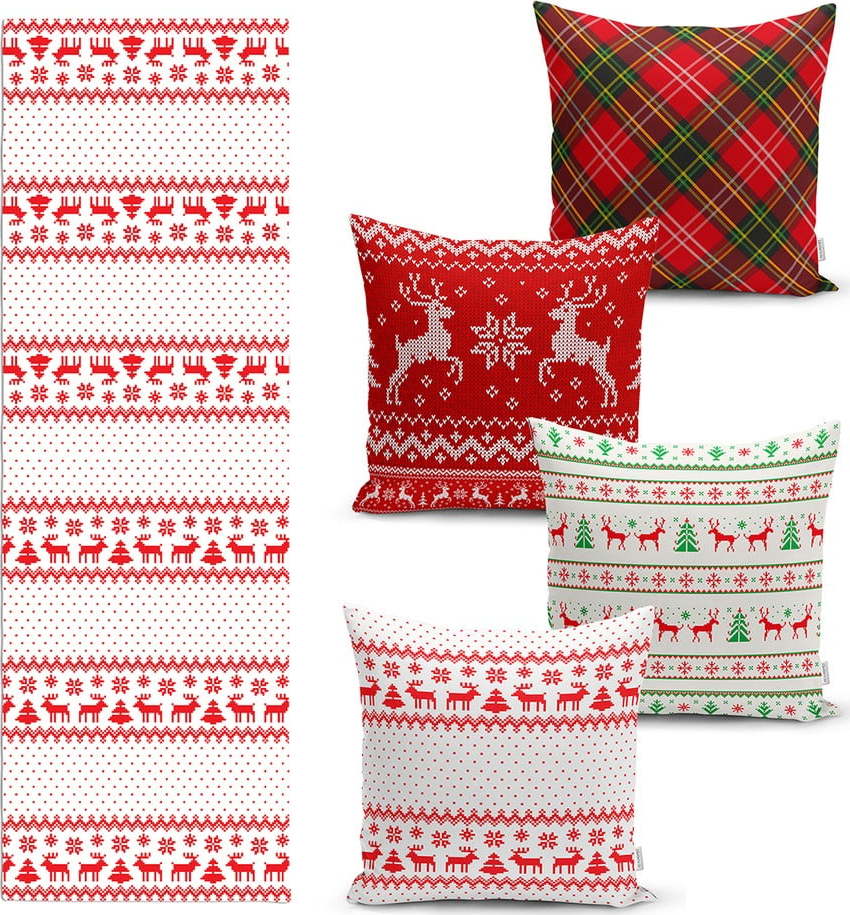 Sada 4 vánočních povlaků na polštář a běhounu na stůl Minimalist Cushion Covers Nordic Knit Minimalist Cushion Covers