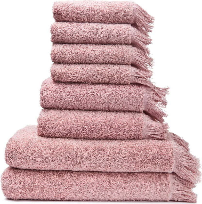 Sada 6 růžových ručníků a 2 osušek ze 100% bavlny Bonami Selection Bonami Selection