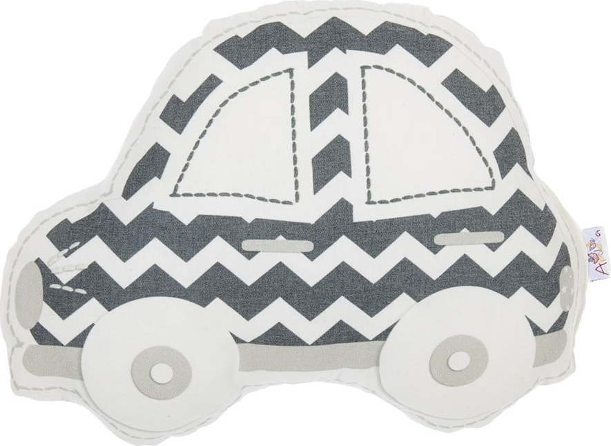 Šedo-bílý dětský polštářek s příměsí bavlny Mike & Co. NEW YORK Pillow Toy Car