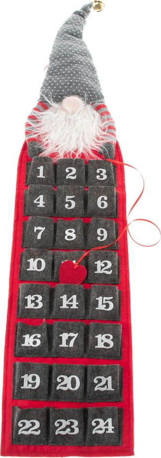 Šedo-červený textilní adventní kalendář Dakls