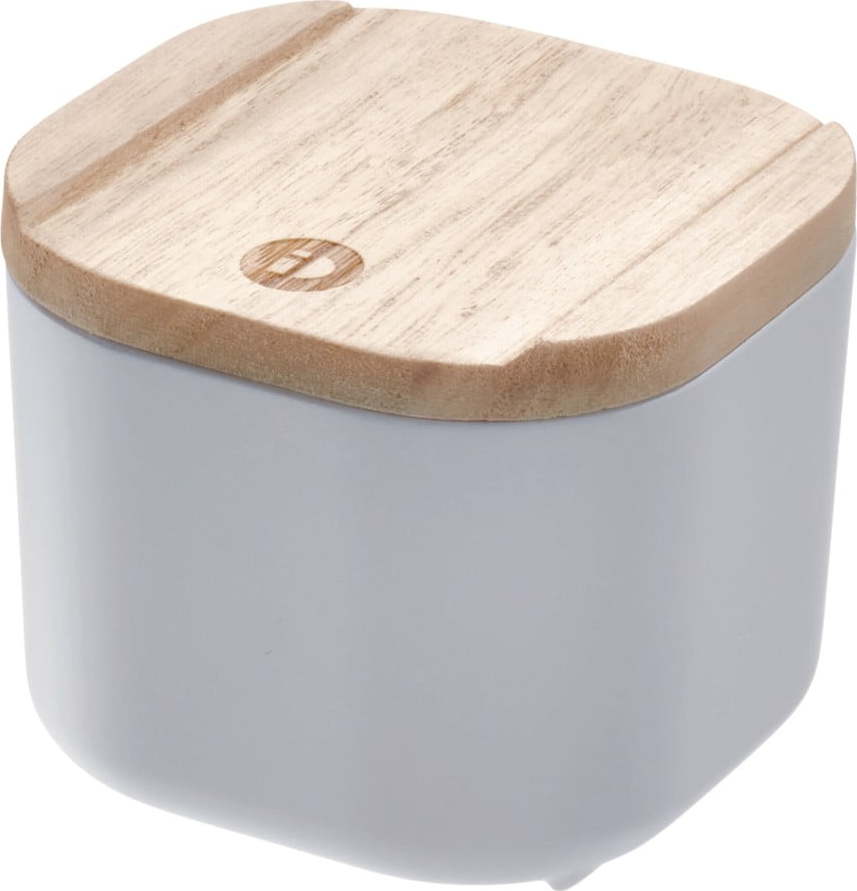 Šedý úložný box s víkem ze dřeva paulownia iDesign Eco