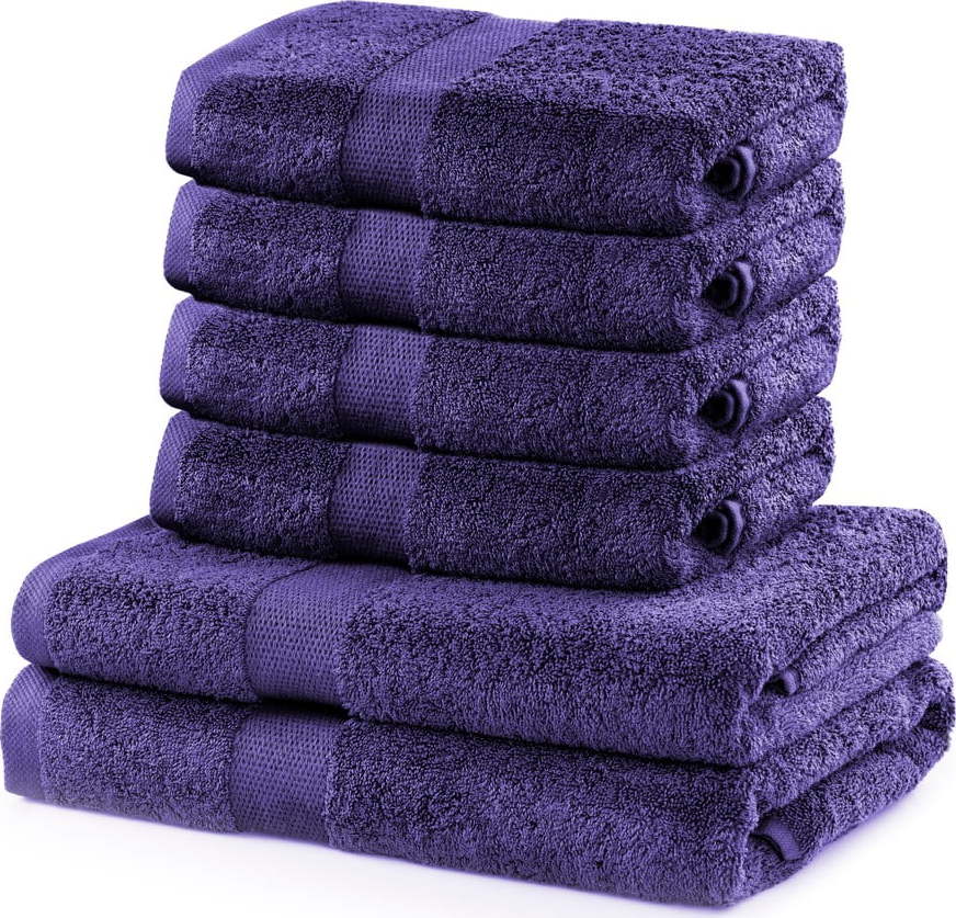 Set 2 bavlněných fialových osušek a 4 ručníků DecoKing Marina DecoKing