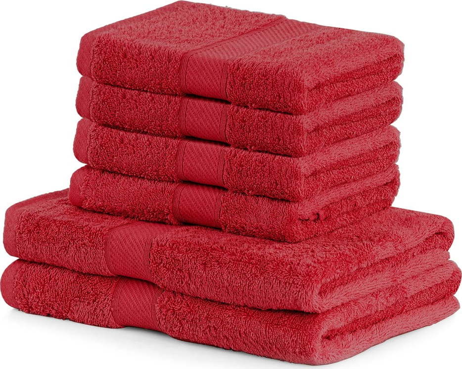 Set 2 červených osušek a 4 ručníků DecoKing Bamby Red DecoKing