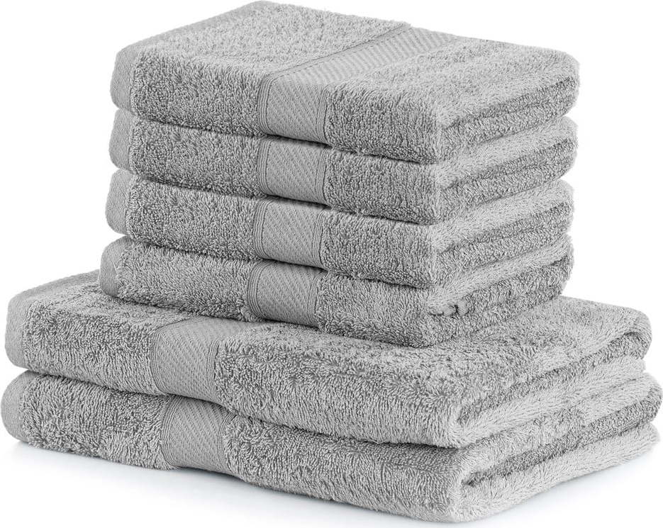 Set 2 šedých osušek a 4 ručníků AmeliaHome Bamby Silver AmeliaHome