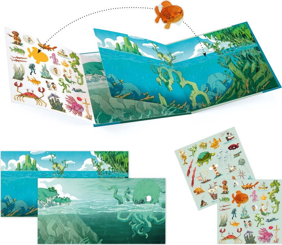 Set knihy s přemístitelnými samolepkami Djeco Sea Sticker Story DJECO