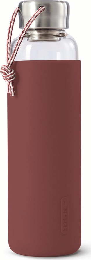Skleněná láhev na vodu s fialovým silikonovým obalem Black + Blum G-Bottle