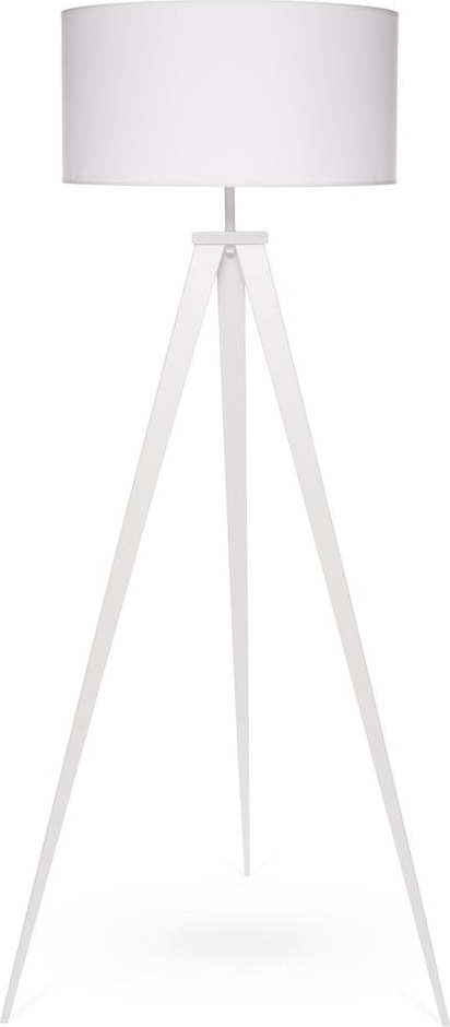 Stojací lampa s bílými kovovými nohami a bílým stínidlem Bonami Essentials Kiki Bonami Essentials