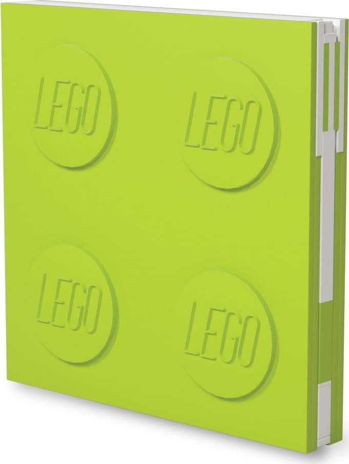 Světle zelený čtvercový zápisník s gelovým perem LEGO®