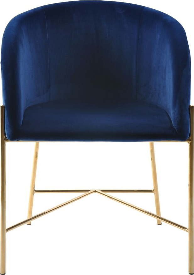 Tmavě modrá židle s nohami ve zlaté barvě Interstil Nelson Interstil