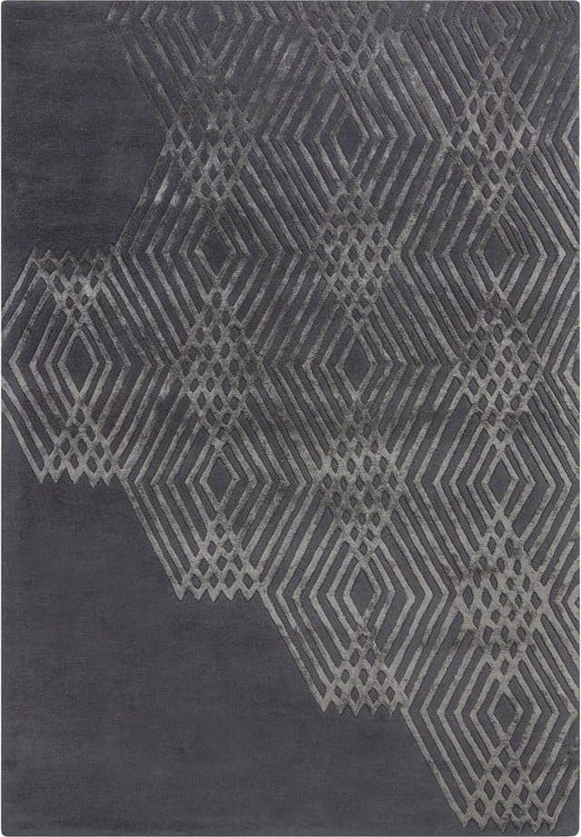 Tmavě šedý vlněný koberec Flair Rugs Diamonds
