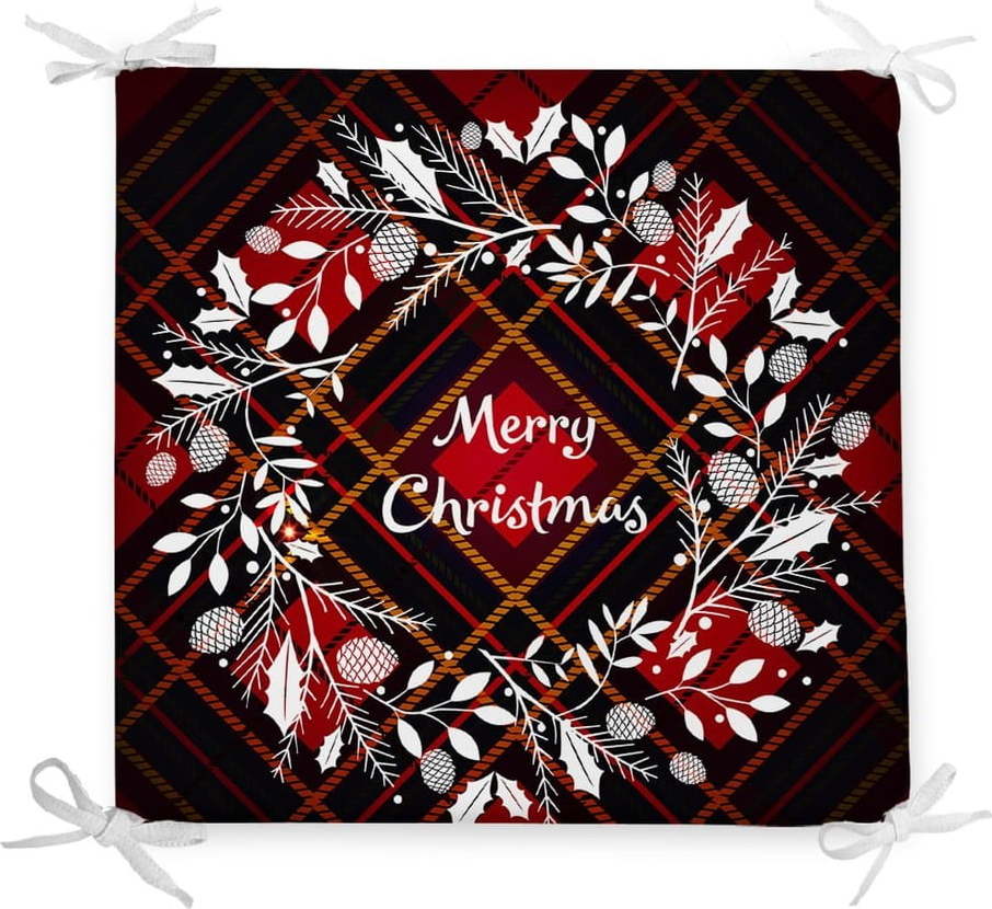 Vánoční podsedák s příměsí bavlny Minimalist Cushion Covers Xmas Wreath