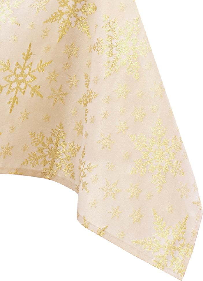 Vánoční ubrus v béžovo-zlaté barvě AmeliaHome White Christmas