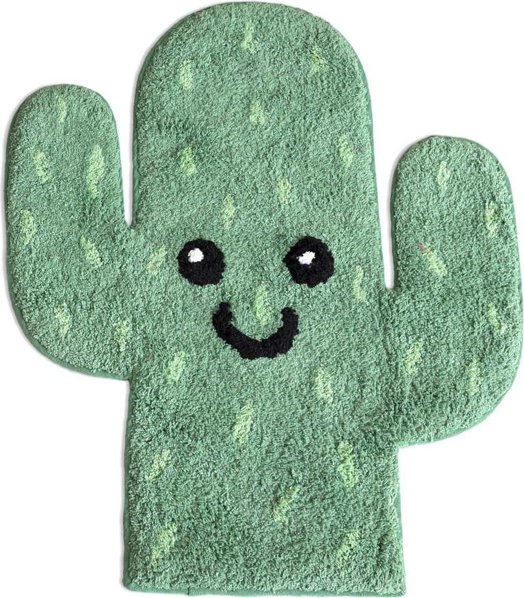 Zelená bavlněná koupelnová předložka Mr. Fox Happy Cactus