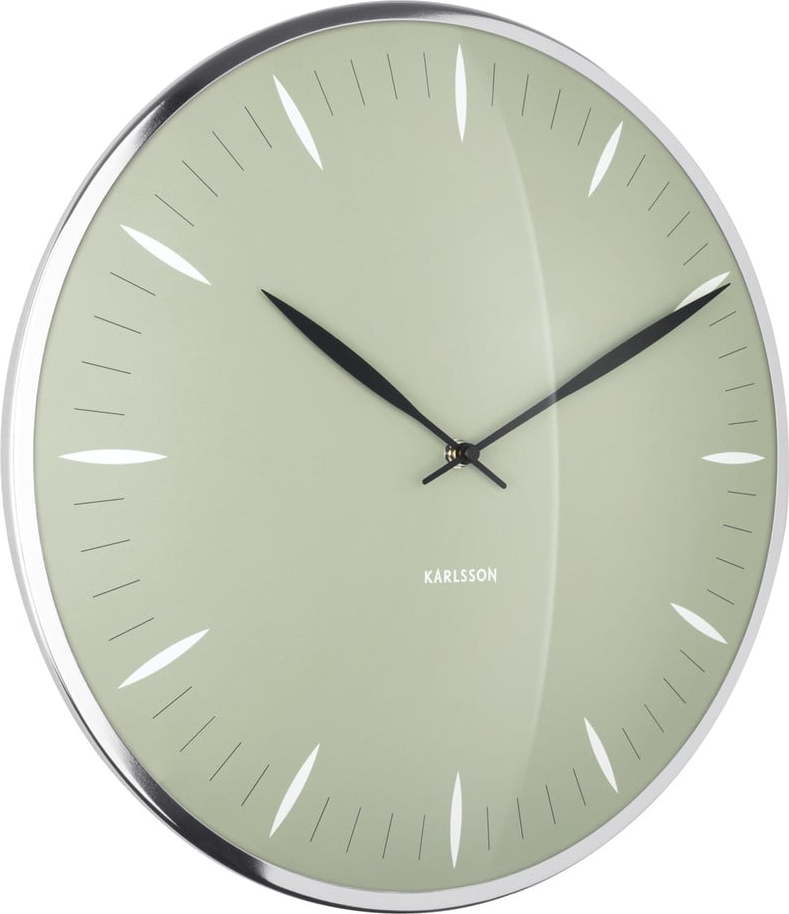 Zelené skleněné nástěnné hodiny Karlsson Leaf