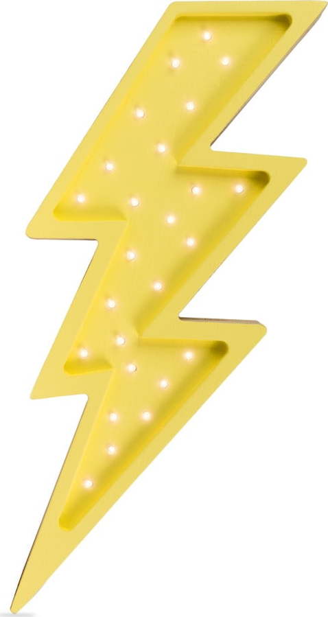Žlutá nástěnná lampa z borovicového dřeva Little Lights Lighting Bolt