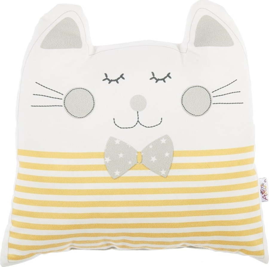 Žlutý dětský polštářek s příměsí bavlny Mike & Co. NEW YORK Pillow Toy Big Cat