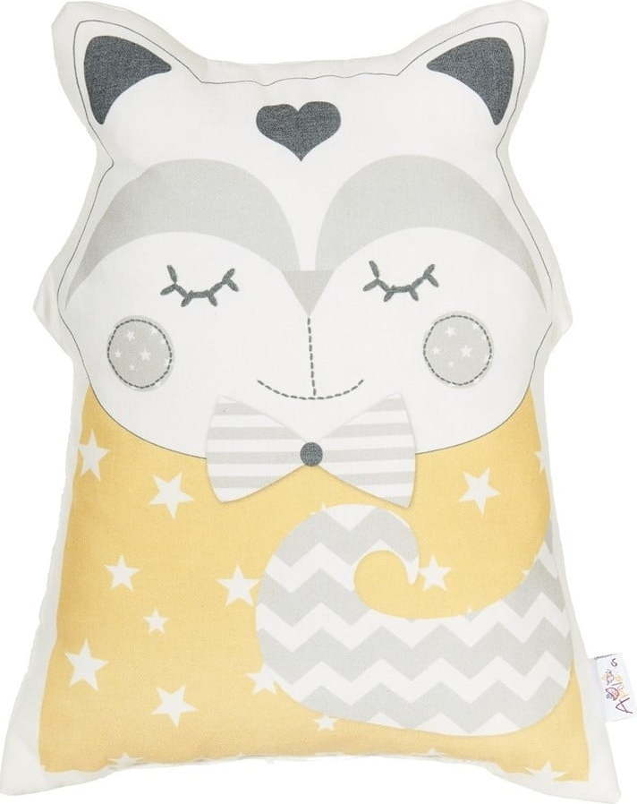 Žlutý dětský polštářek s příměsí bavlny Mike & Co. NEW YORK Pillow Toy Smart Cat
