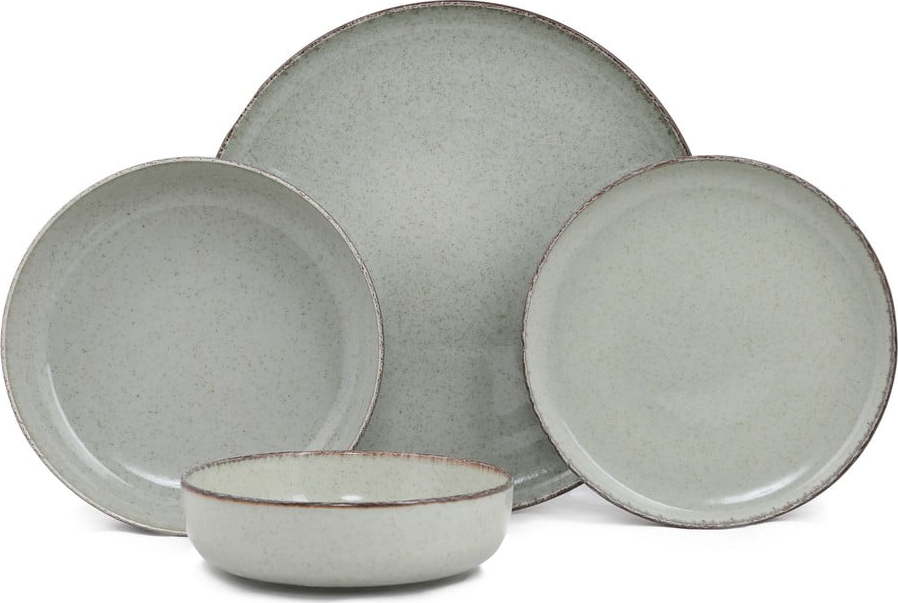 24dílná sada zeleného porcelánového nádobí Kütahya Porselen Pearl Kütahya Porselen