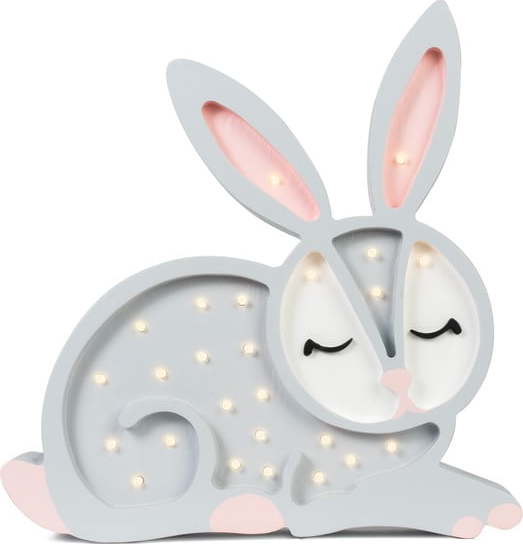 Bílá stolní lampa z borovicového dřeva Little Lights Bunny