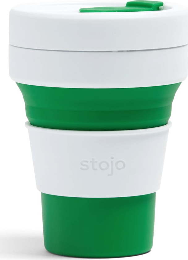 Bílo-zelený skládací termohrnek Stojo Pocket Cup