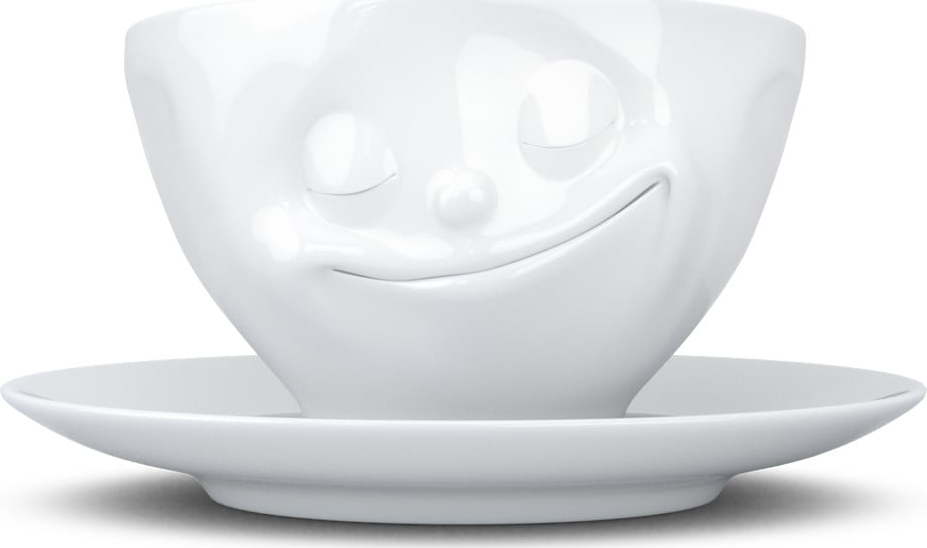 Bílý porcelánový šálek na kávu 58products Happy