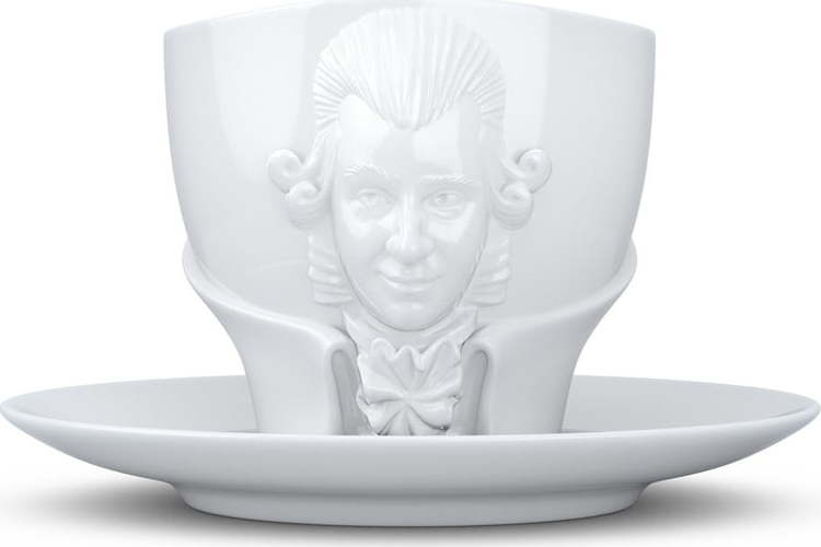 Bílý porcelánový šálek s podšálkem 58products Wolfgang Amadeus Mozart