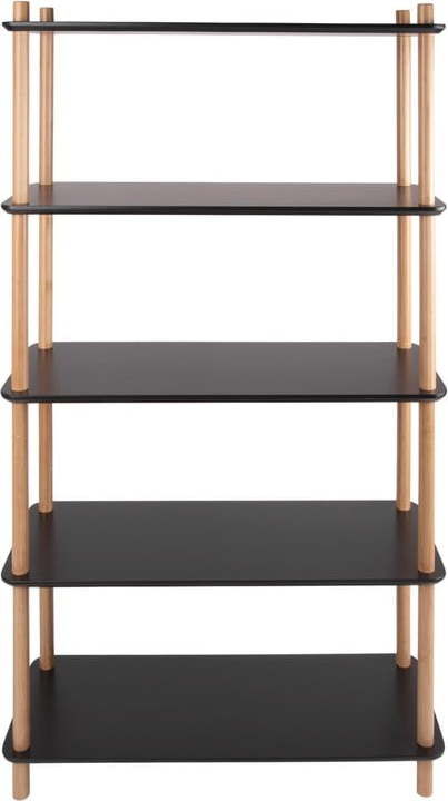 Černý regál s bambusovými nohami Leitmotiv Cabinet Simplicity Leitmotiv