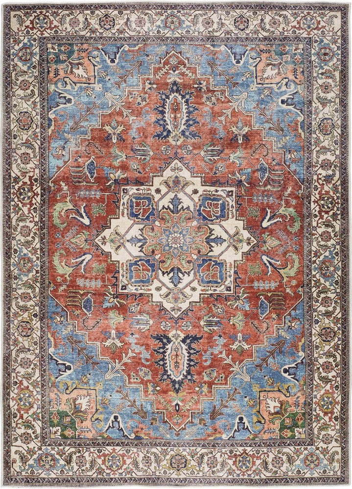 Hnědo-červený koberec s podílem bavlny Universal Haria
