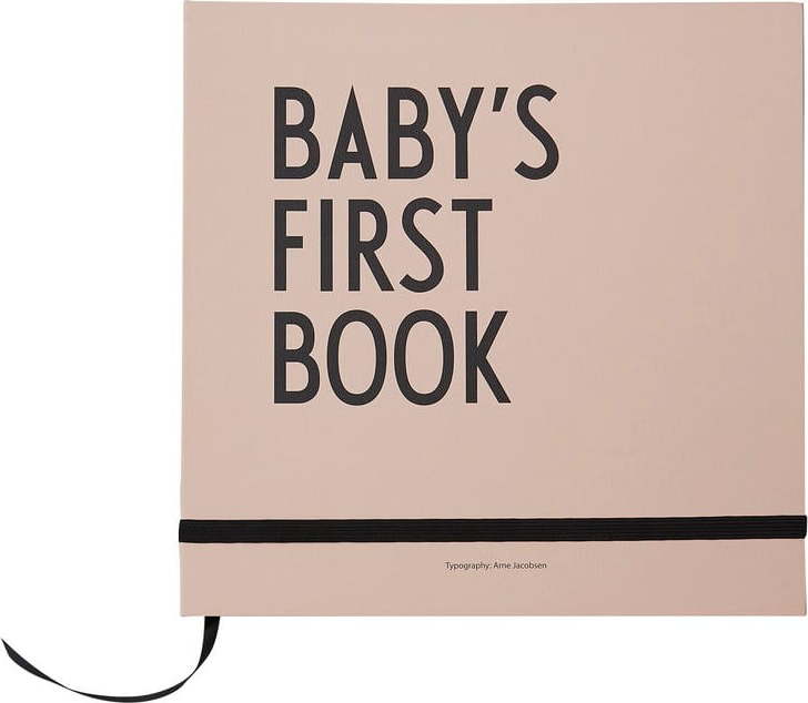 Růžová dětská vzpomínková knížka Design Letters Baby's First Book Design Letters