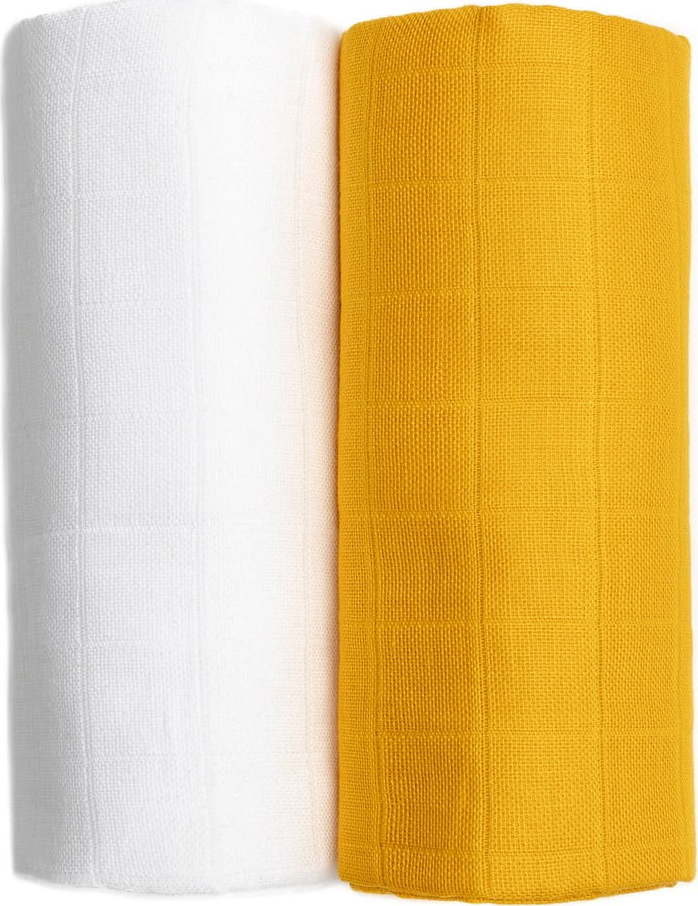 Sada 2 bavlněných osušek v bílé a žluté barvě T-TOMI Tetra