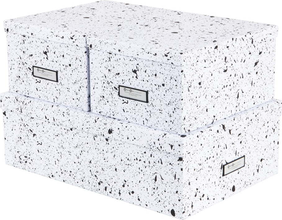 Sada 3 černo-bílých úložných krabic Bigso Box of Sweden Inge Bigso Box of Sweden
