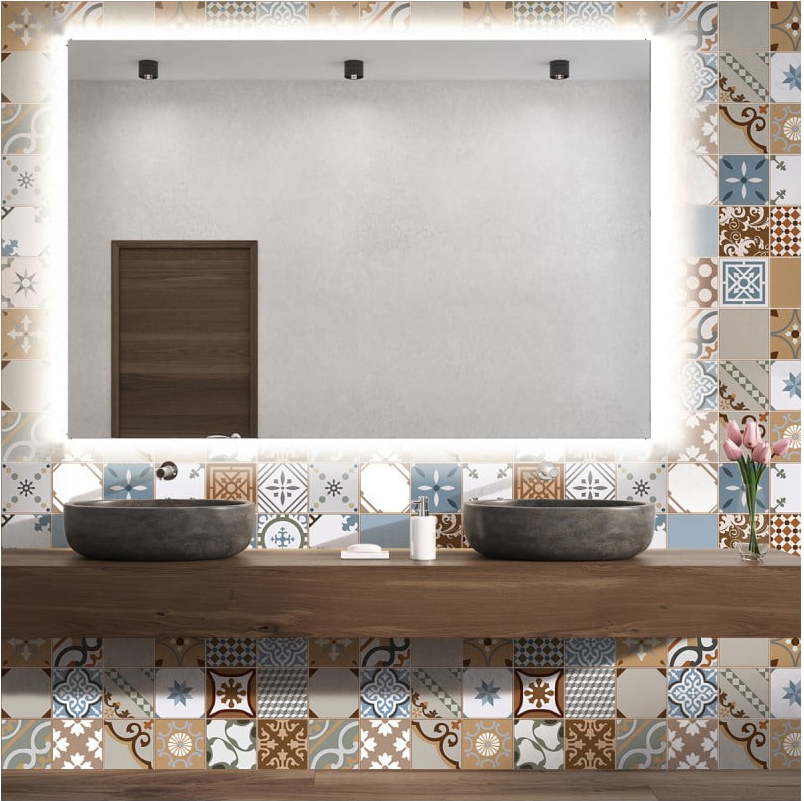 Sada 30 nástěnných samolepek Ambiance Wall Stickers Cement Tiles Azulejos Estefania