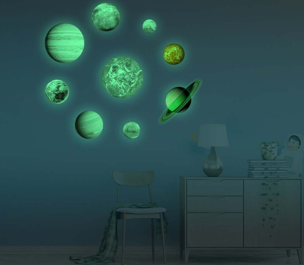 Sada 9 svítících samolepek Ambiance Solar System Ambiance