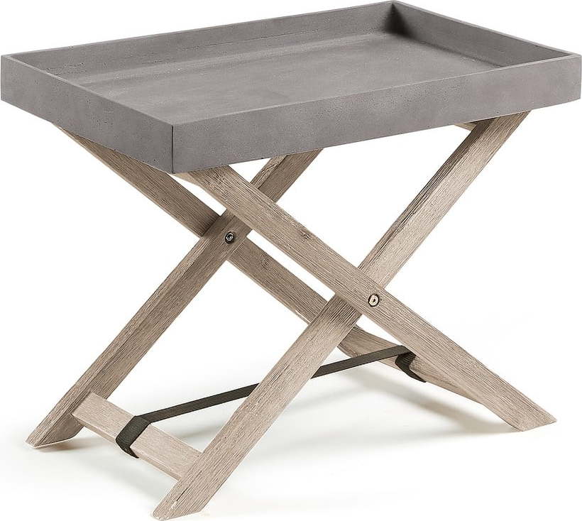 Šedý skládací stolek z akáciového dřeva Kave Home Stahl Kave Home