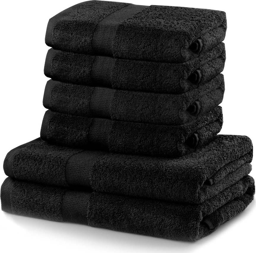 Set 2 černých osušek a 4 ručníků DecoKing Marina DecoKing