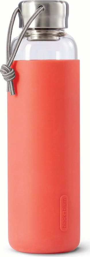 Skleněná láhev na vodu s červeným silikonovým obalem Black + Blum G-Bottle