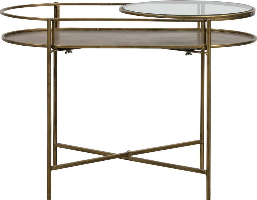 Skleněný odkládací stolek s podnožím ve zlaté barvě BePureHome BePureHome