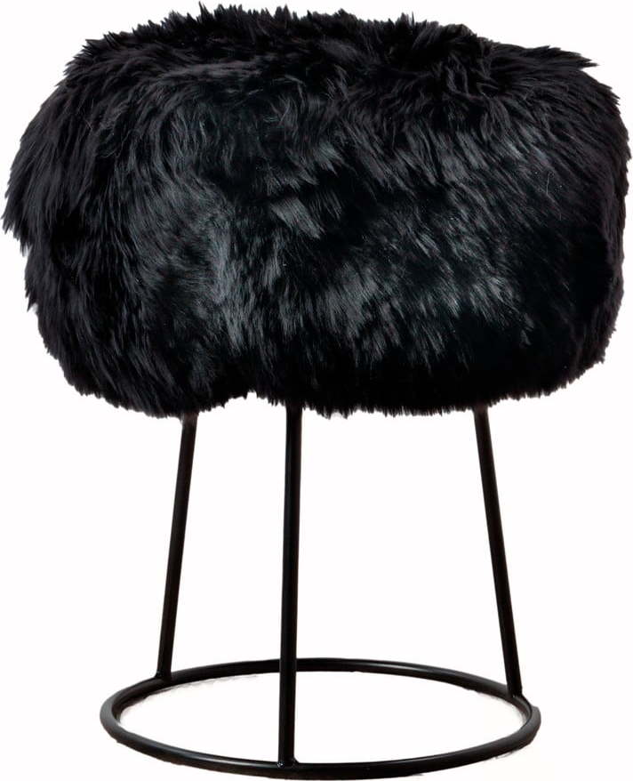 Stolička s černým sedákem z ovčí kožešiny Native Natural