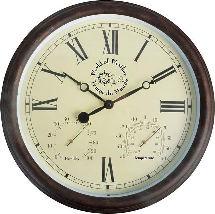 Venkovní nástěnné hodiny s římskými číslicemi a teploměrem Esschert Design Esschert Design