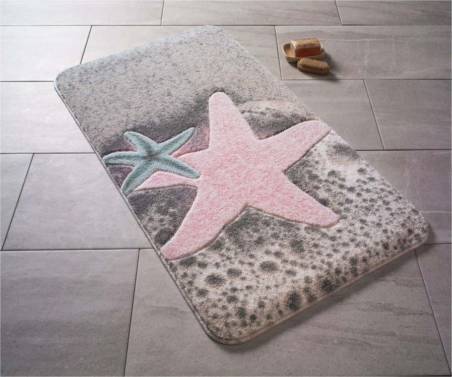 Vzorovaná růžová předložka do koupelny Confetti Bathmats Starfish