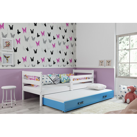 Dětská postel s výsuvnou postelí ERYK 190x80 cm Modrá Bílá BMS