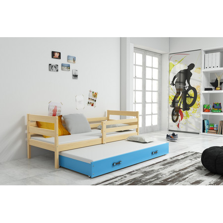 Dětská postel s výsuvnou postelí ERYK 190x80 cm Modrá Borovice BMS