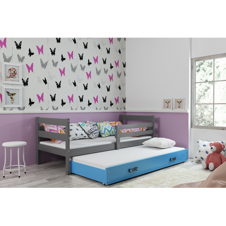 Dětská postel s výsuvnou postelí ERYK 190x80 cm Modrá Šedá BMS